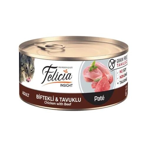 کنسرو گربه بالغ فليسيا طعم مرغ و جگر مرغ پته 85g کنسرو گربه بالغ فليسيا طعم مرغ و جگر مرغ پته 85g